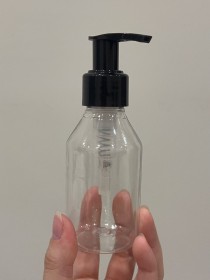 Envase de PLÁSTICO TRANSPARENTE 100ml + tapa tapa jabón/crema negra
