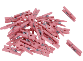 mini pinzas de madera color rosa x50 unidades aproximadamente