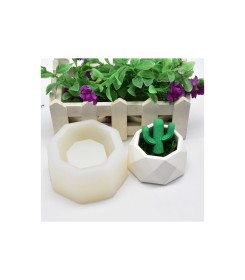 Molde de silicona recipiente/ contenedor/ macet facetada 8.5cm modelo 2