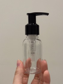 Envase de PLÁSTICO TRANSPARENTE 60ml corto + tapa jabón/crema negra