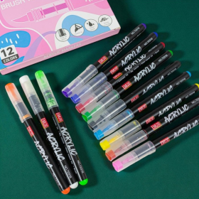Set de 12 marcadores acrilicos punta pincel Modelo 2