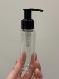 Envase de PLÁSTICO TRANSPARENTE 60ml largo + tapa jabón/crema negra