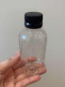 Envase de PLÁSTICO TRANSPARENTE 120ml + tapa ciega/común negra