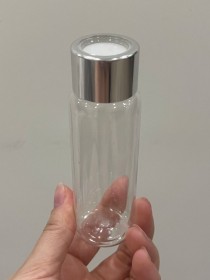 Envase de PLÁSTICO TRANSPARENTE 60ml largo + tapa difusora plateada