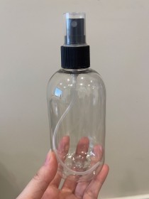 envase plastico transparente de 250ml+ spray negro