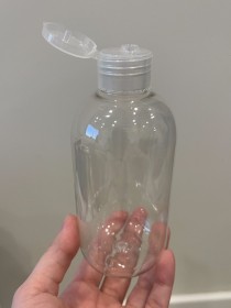 envase plastico transparente de 250ml+ tapa flip