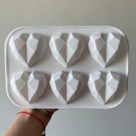 Molde de silicona corazón geométrico x6 cavidades