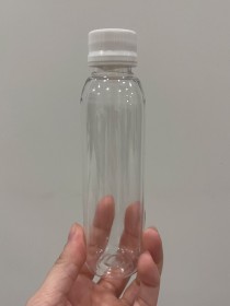 Envase de PLÁSTICO TRANSPARENTE 120ml LARGO + tapa ciega/común blanca 