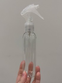 Envase de PLÁSTICO TRANSPARENTE 120ml LARGO + tapa GATILLO TRANSPARENTE