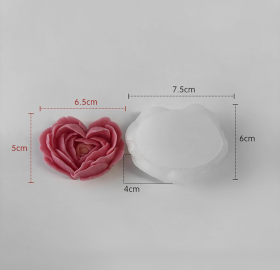 molde de silicona flor rosa con forma de corazon modelo 3