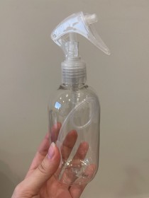 envase plastico transparente de 250ml+ rociador transparente