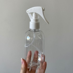 envase plastico transparente de 250ml+ rociador/ gatillo BLANCO