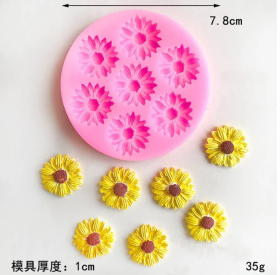 molde de silicona de flor girasol X7 cavidades