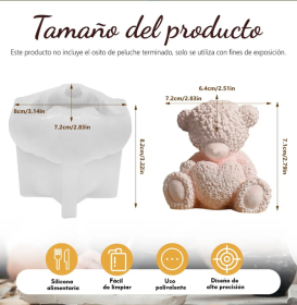 Molde de silicona animalito oso/osito con corazón
