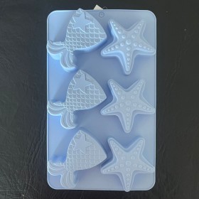 Molde de silicona estrella de mar y cola de sirena