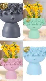 Molde de silicona maceta rostro con flores