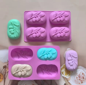 Molde de silicona jabon diseño hoja x4 divisiones 