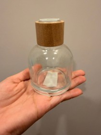 Envase  de VIDRIO para difusor de 100ml aprox con tapa de madera