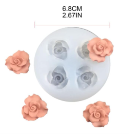 molde de silicona de flor rosas varias modelo 2