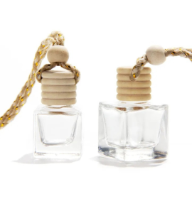 ENVASE DE VIDRIO PARA AROMATIZANTE DE AUTO: CUADRADO LISO CLÁSICO 