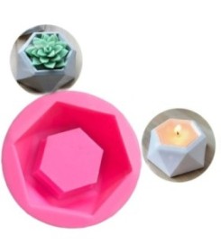 Molde de silicona recipiente/ contenedor/ maceta facetada 8.5 cm modelo 3