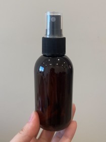 Envase de PLÁSTICO AMBAR 125ml + tapa spray negro 