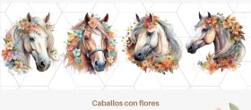 Caballos con flores