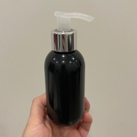 Envase de PLÁSTICO NEGRO 125ml + tapa para crema/jabón plateada