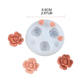 molde de silicona de flor rosas varias modelo 3