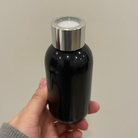 Envase de PLÁSTICO NEGRO 125ml + tapa difusora plateada