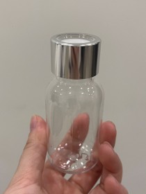 Envase de PLÁSTICO TRANSPARENTE 60ml corto + tapa difusora plateada