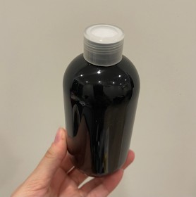 envase plástico NEGRO de 250ml+ tapa difusora TRASLUCIDA