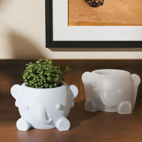Molde de silicona recipiente/ contenedor/ maceta elefante 10x9cm