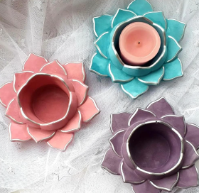 Molde de silicona porta vela flor de loto modelo 1