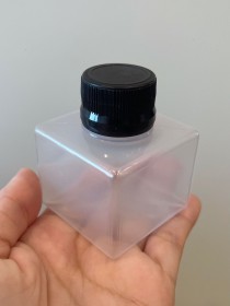 Envase de PLÁSTICO PILAR 70ml + tapa ciega/común NEGRA