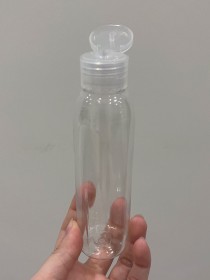 Envase de PLÁSTICO TRANSPARENTE 120ml LARGO + tapa flip 