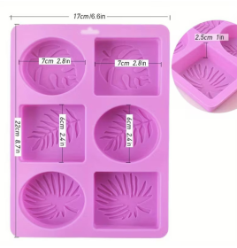 Molde de silicona jabón 6 DIVISIONE HOJA 22.5x17CM