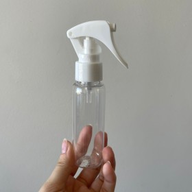Envase de PLÁSTICO TRANSPARENTE 60ml largo + tapa gatillo BLANCO