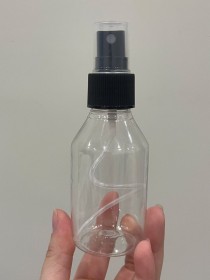 Envase de PLÁSTICO TRANSPARENTE 100ml + tapa spray NEGRO
