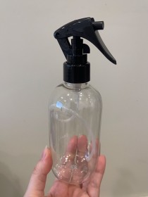 envase plastico transparente de 250ml+ rociador negro