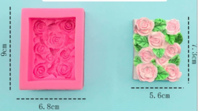 molde de silicona jabón de flor ROSA con hojas 