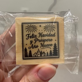 Sello 3x3cm feliz navidad y próspero año nuevo