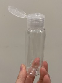 Envase de PLÁSTICO TRANSPARENTE 60ml largo + tapa flip