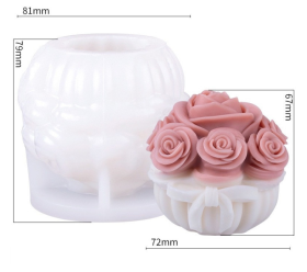 molde de silicona de flor MACETA CON ROSA 79x81MM