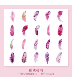 Stickers plumas rosadas