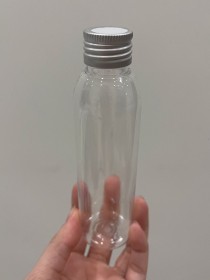 Envase de PLÁSTICO TRANSPARENTE 120ml LARGO + tapa difusora metálica 