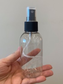 Envase de PLÁSTICO TRANSPARENTE 120ml + tapa spray NEGRO