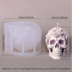 Molde de silicona CALAVERA CON ROSAS 77x99MM