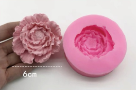 molde de silicona de flor modelo 2 de peonia: abierta 6cm