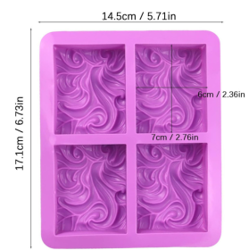 Molde de silicona jabon rectangular diseño irregular x4 divisiones